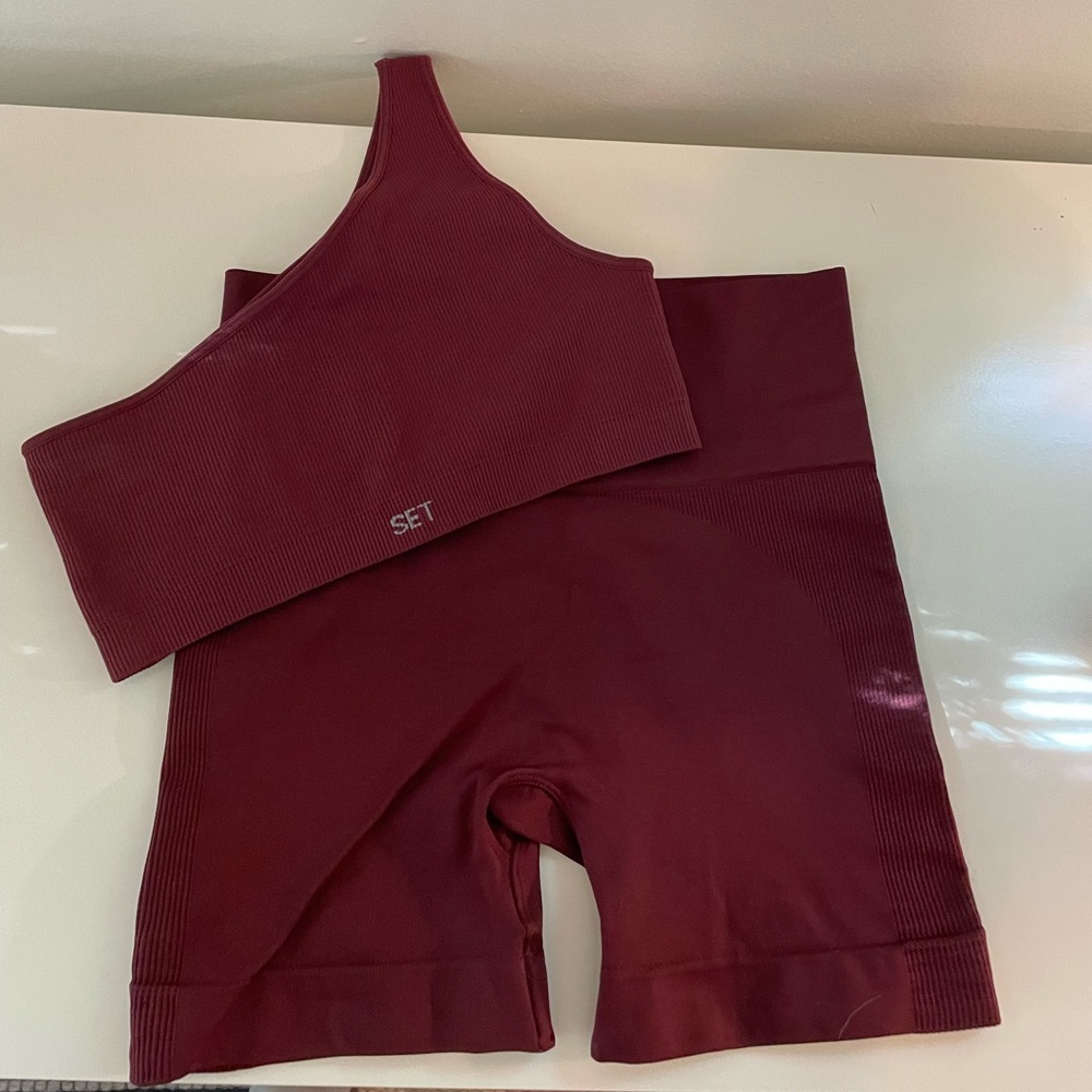 SET Active Burgundy Athletic Shorts